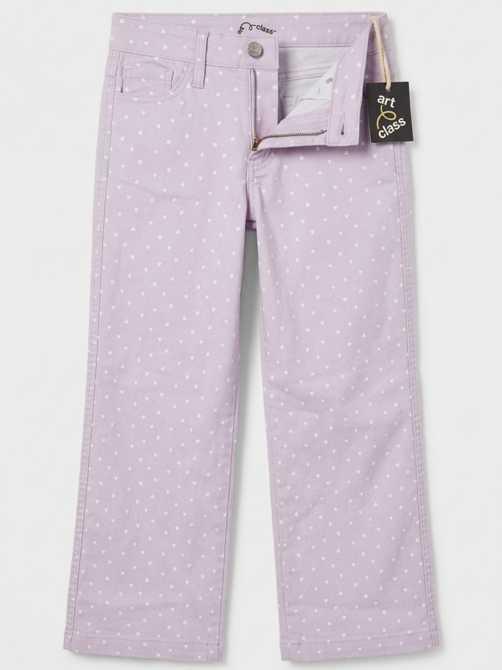 art class Lilac Straight-Leg Jeans with White Heart Print